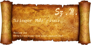 Szinger Máriusz névjegykártya